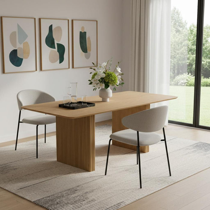 Solid Wood Double Pedestal Base Square Dining Table - Natural
