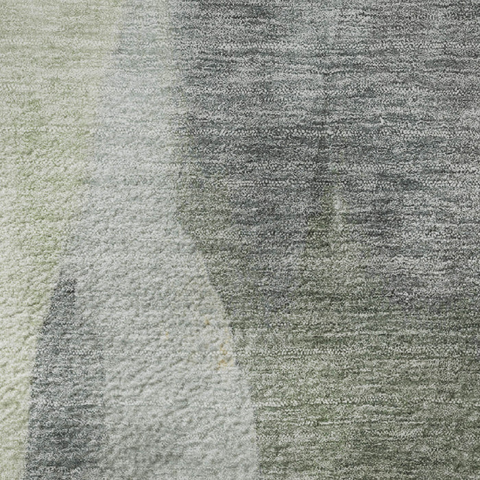 10' X 14' Abstract Washable Area Rug With UV Protection (710256) - Artichoke Green / Gray / Beige