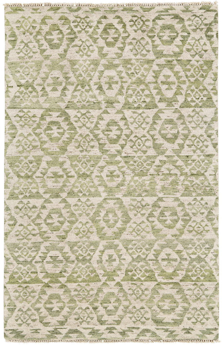 8' x 10' Wool Southwestern Hand Knotted Area Rug - Green And Ivory