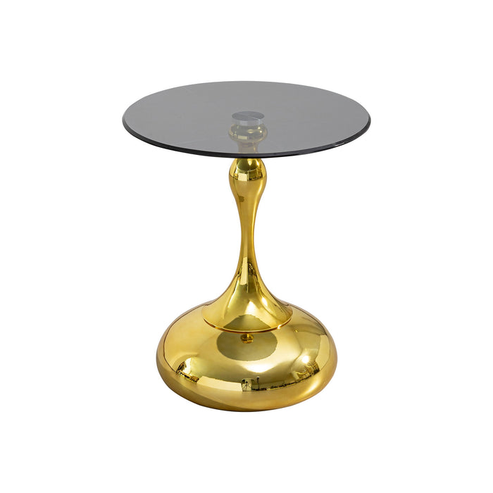 Modern minimalist Giga coffee side table with steel legs and tempered glass top, showcasing sleek contemporary design.
