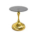 Modern minimalist Giga coffee side table with steel legs and tempered glass top, showcasing sleek contemporary design.
