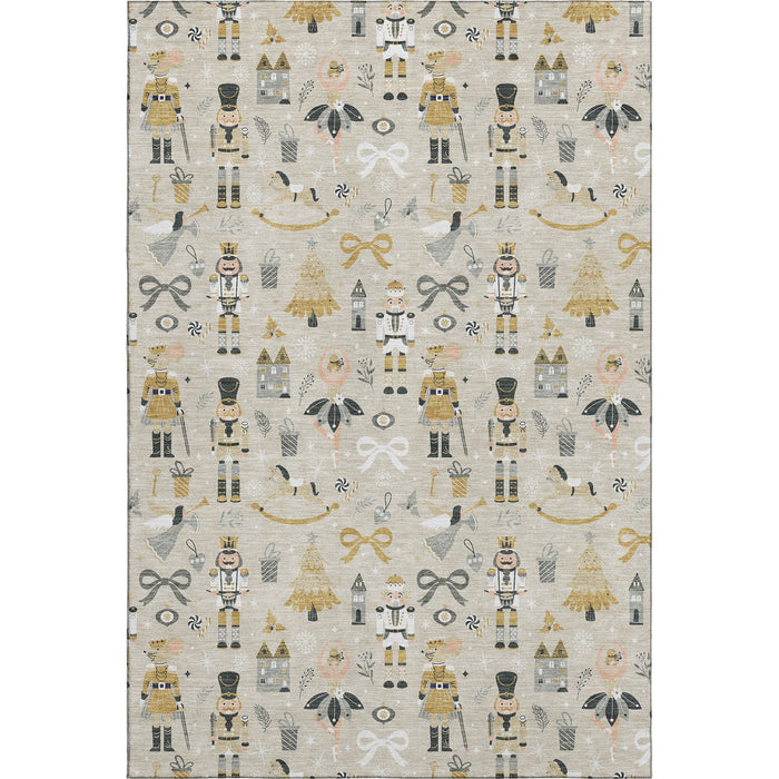 10' X 14' Floral Washable Area Rug With UV Protection (702443) - Beige / Gold / Gray