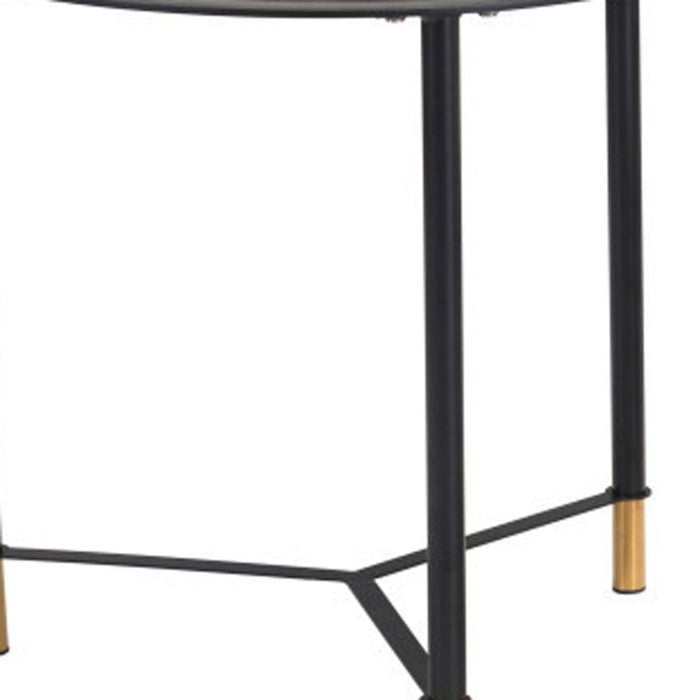 Glass Faux Marble And Steel Round Bunching Coffee Tables (Set of 2) - White And Black