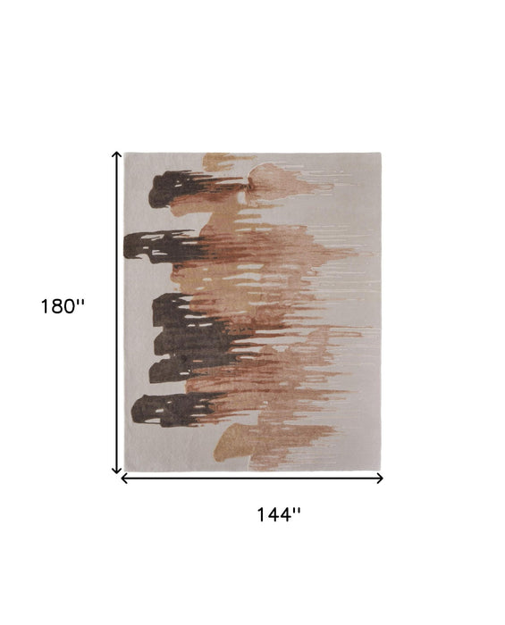 12' x 15' Abstract Hand Tufted Area Rug - Tan Brown And Orange
