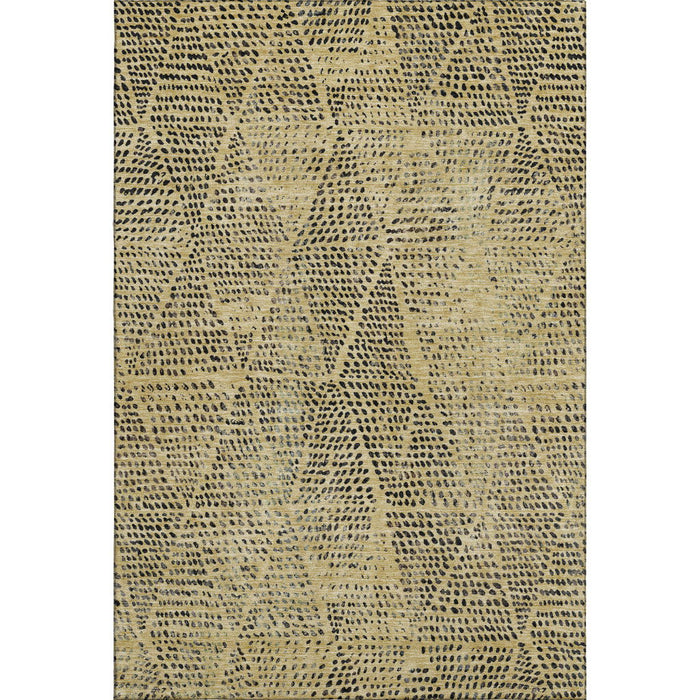 10' X 14' Diamond Washable Area Rug With UV Protection (650572) - Gold / Charcoal