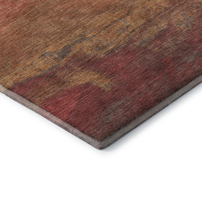 10' X 14' Striped Washable Area Rug With UV Protection (697566) - Blush / Rust / Red