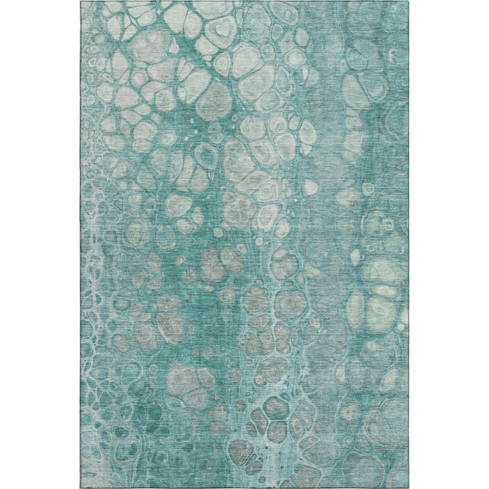 10' X 14' Abstract Washable Area Rug With UV Protection (708832) - Aqua / Gray / Silver