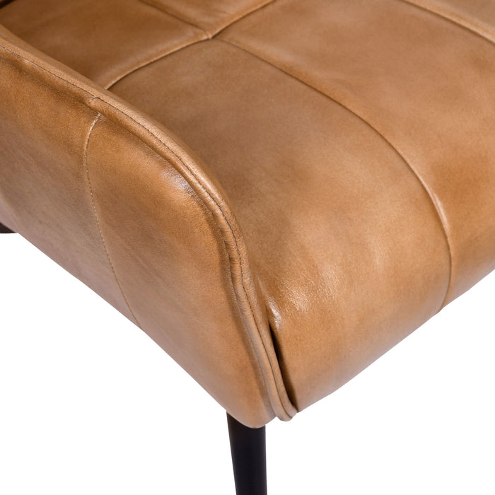 Genuine Leather Iron Counter Height Swivel Bar Chair - Tan / Black