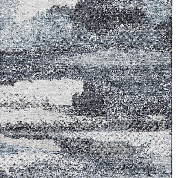 10' X 14' Abstract Washable Area Rug With UV Protection (675012) - Gray / Ivory