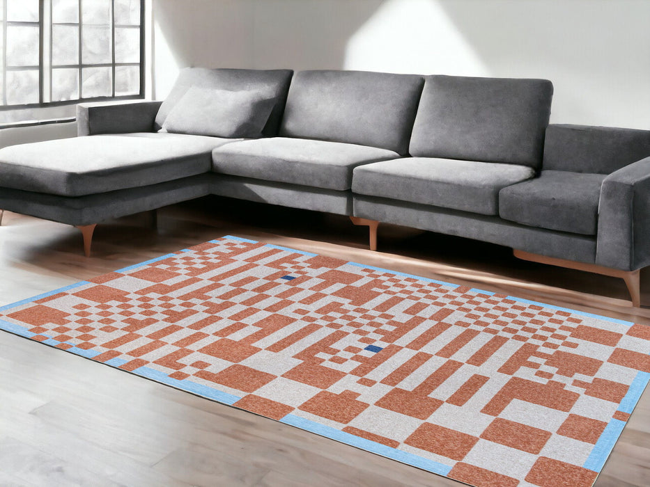9' x 13' Geometric Non Skid Area Rug - Blue And Red