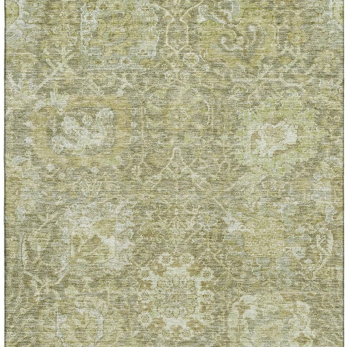 10' X 14' Damask Washable Area Rug With UV Protection (684310) - Sage / Ivory