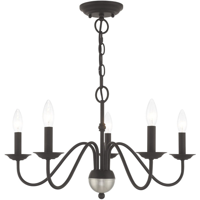 13" Five Light Dimmable Chandelier With Shades - Black