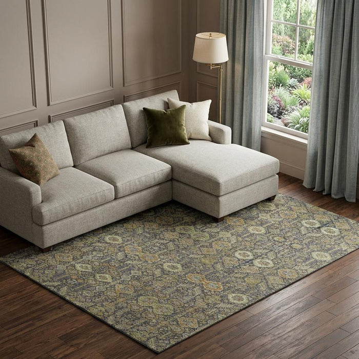 10' X 14' Tribal Washable Area Rug With UV Protection (649888) - Rust / Green / Gray