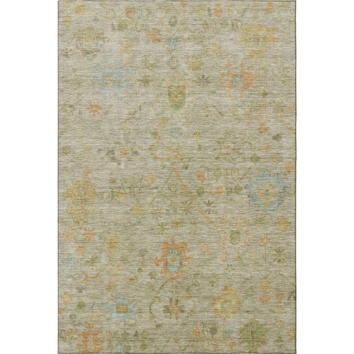 10' X 14' Floral Washable Area Rug With UV Protection (708451) - Sage / Gold / Blue