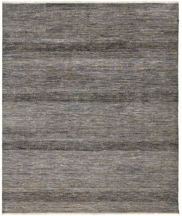 9' x 12' Wool Striped Hand Knotted Area Rug - Gray