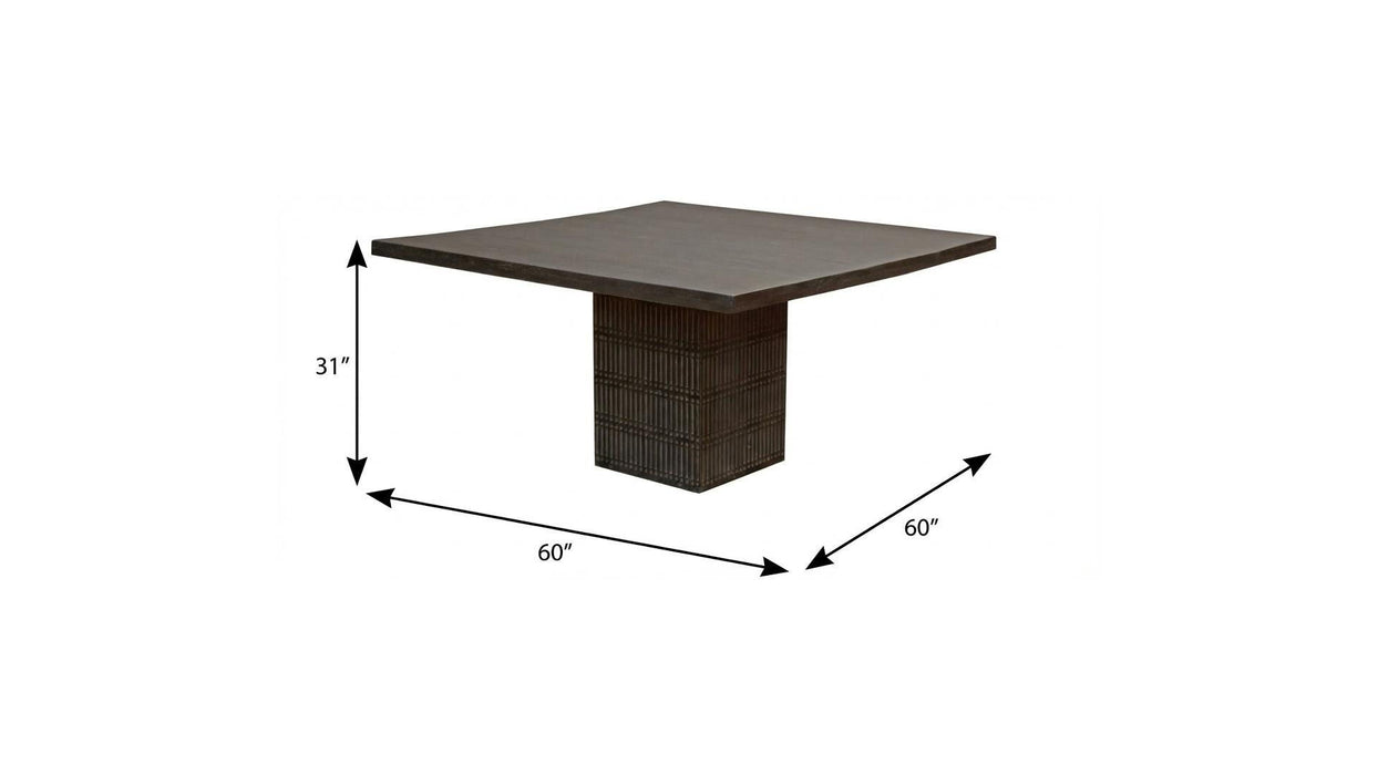 60" Antique Square Solid Wood Dining Table - Brown