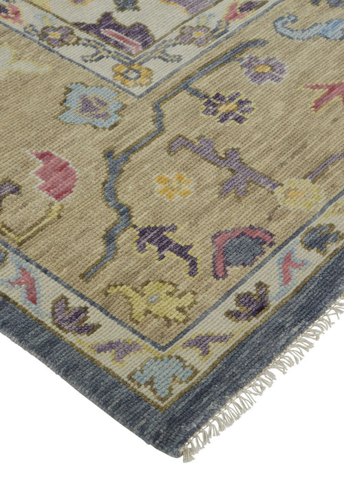 6' X 9' Wool Oriental Hand Knotted Area Rug With Fringe - Gold