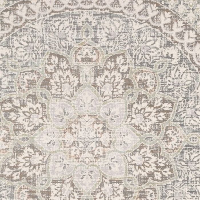 9' x 12' Distresed Oversize Medallion Indoor Area Rug - Ivory Gray