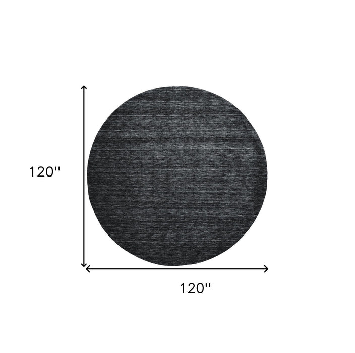10' Round Wool Hand Woven Area Rug - Black