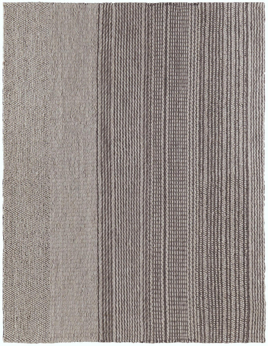 8' X 10' Wool Striped Hand Woven Area Rug (744305) - Ivory / Brown