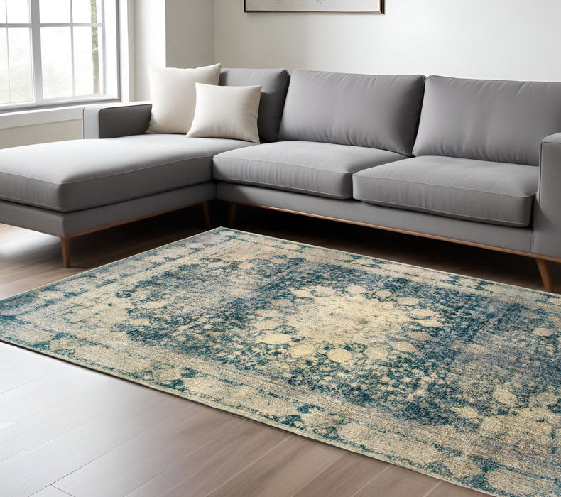 10' X 13' Oriental Area Rug - Ivory And Blue