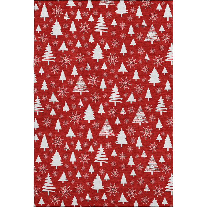 10' X 14' Abstract Geometric Washable Area Rug With UV Protection (701858) - Red / Ivory