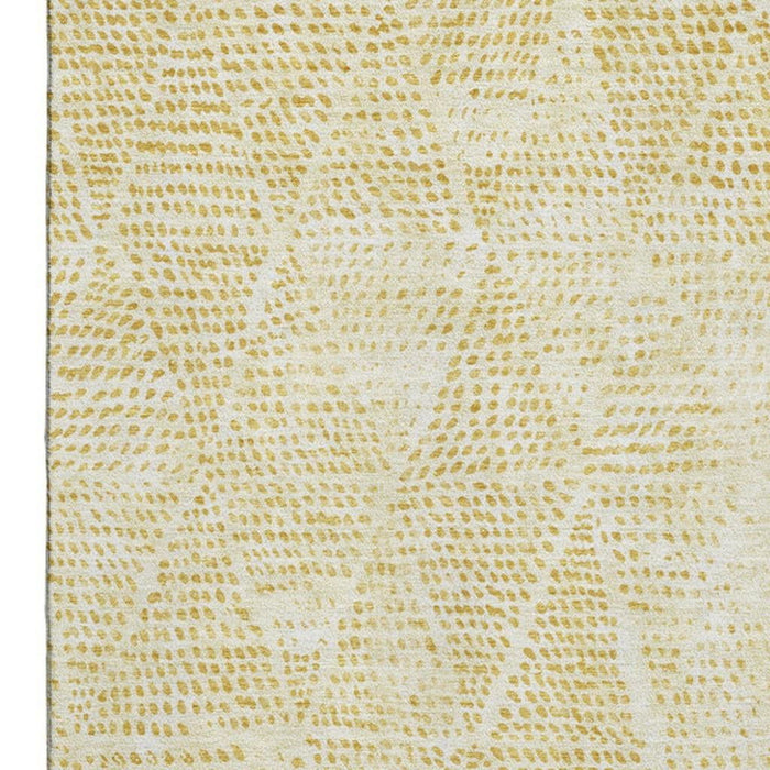 9' X 12' Diamond Washable Area Rug With UV Protection (650625) - Wheat / Ivory