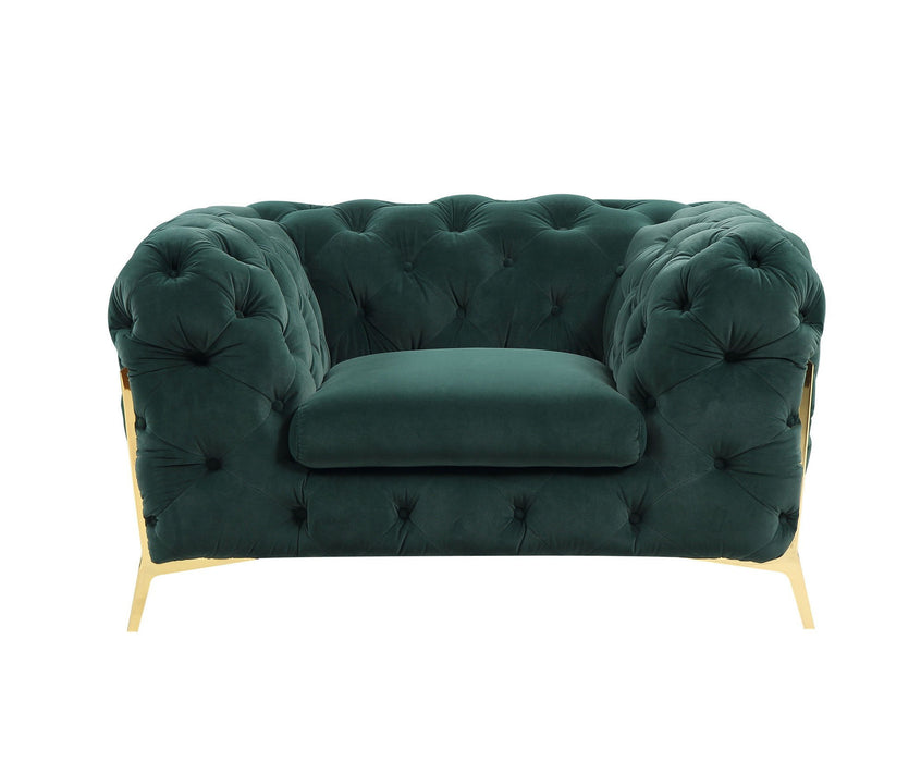 Velvet Tufted Club Chair - Green And Gold