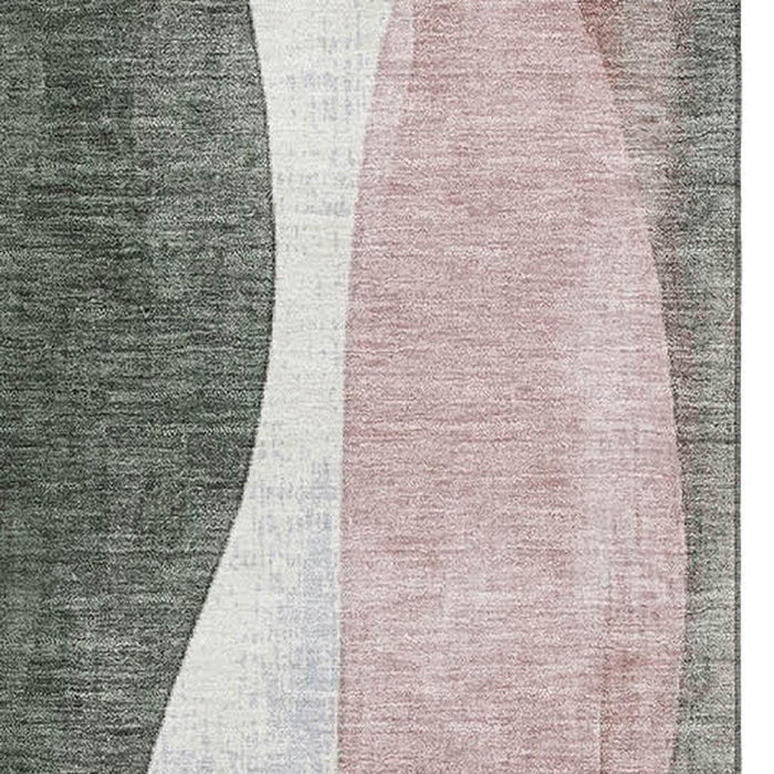 10' X 14' Abstract Washable Area Rug With UV Protection (710280) - Salmon / Blue / Mauve