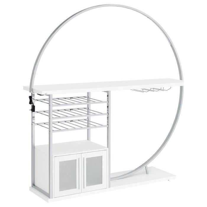 Risley - 2-Door Circular LED Home Bar Cabinet High Gloss - White