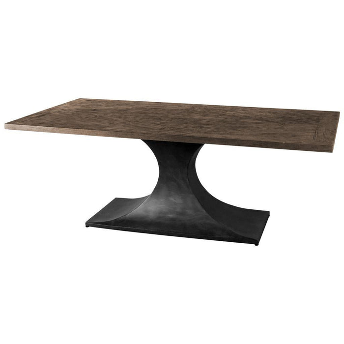 79" Solid Wood And Metal Pedestal Base Dining Table - Brown