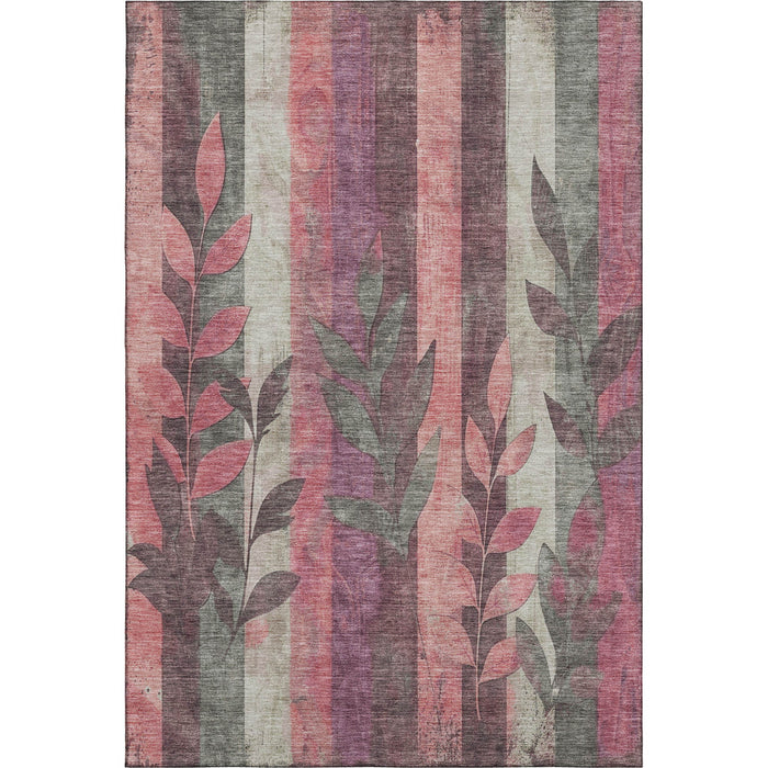 10' X 14' Floral Washable Area Rug With UV Protection (706385) - Blush / Gray