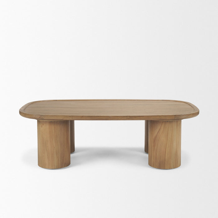 55" Solid Wood Oval Coffee Table - Natural