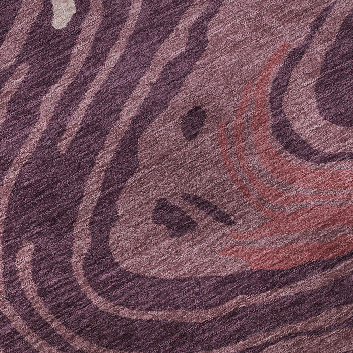 10' X 14' Abstract Washable Area Rug With UV Protection (682415) - Burgundy / Ivory / Blush