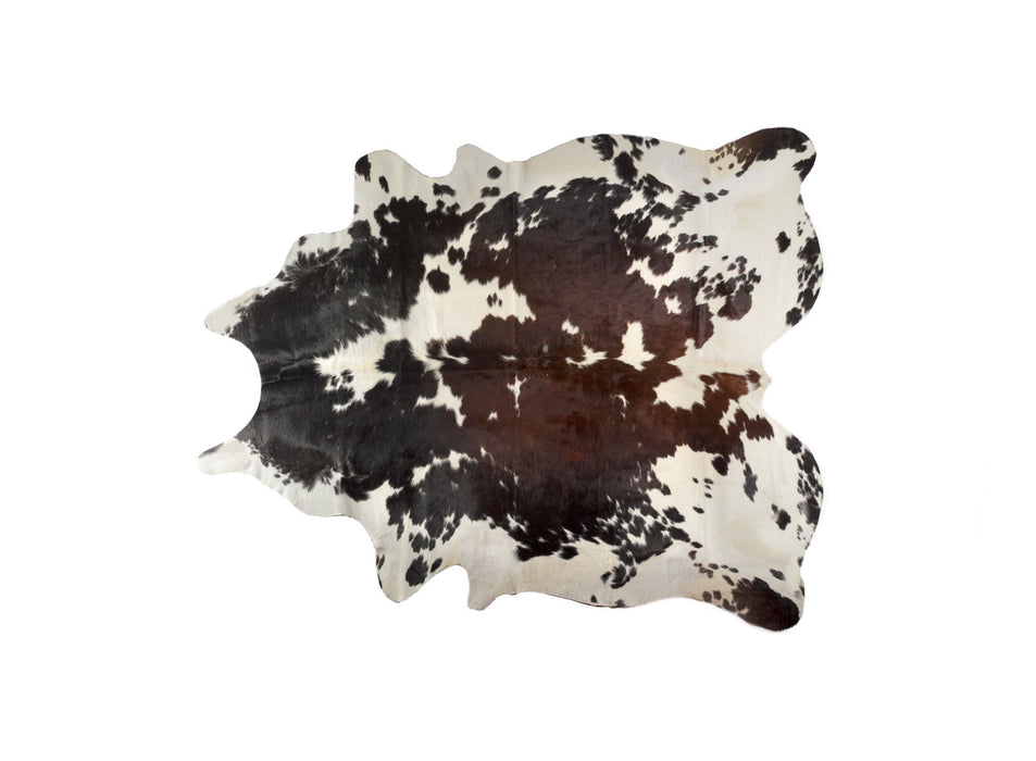 5' x 7' Cowhide Hand Knotted Stain Resistant Area Rug - Dark Brown And White
