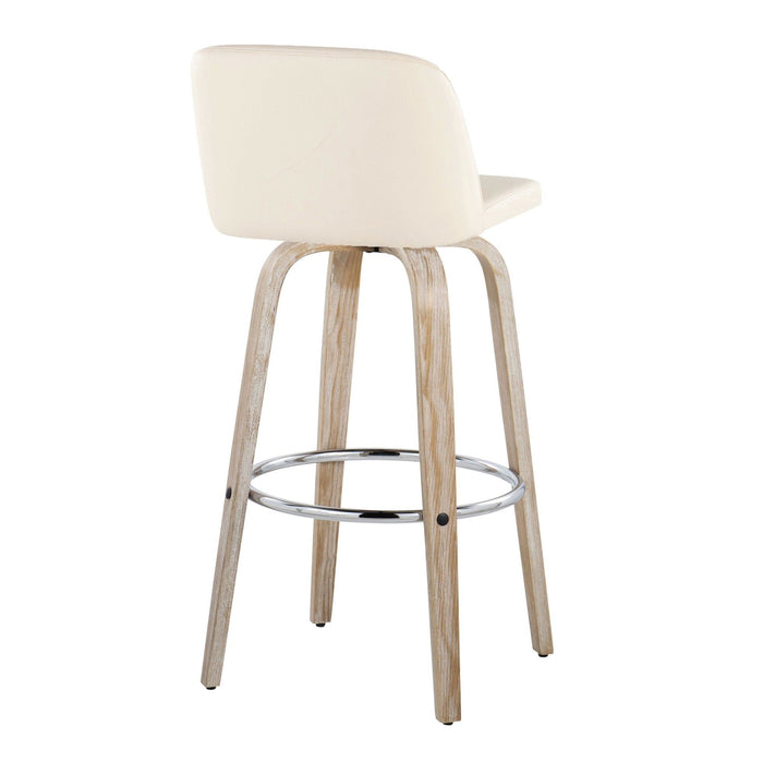 Toriano - 30" Fixed-Height Barstool (Set of 2) - Light Brown & Chrome Base