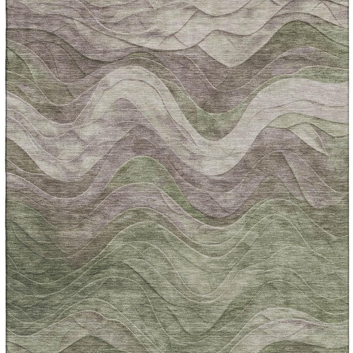 10' X 14' Abstract Washable Area Rug With UV Protection (697602) - Green / Taupe / Beige