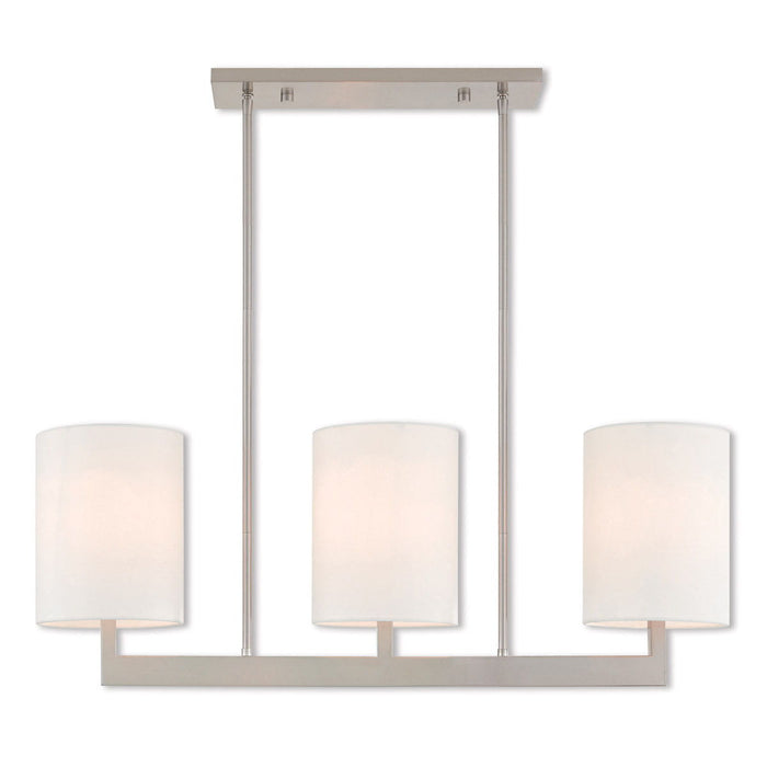 22'' Three-Light Dimmable Chandelier With Shades - Nickel