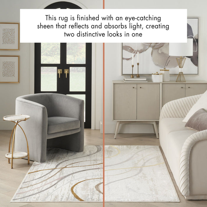 9' X 12' Modern Abstract Non Skid Area Rug - Ivory