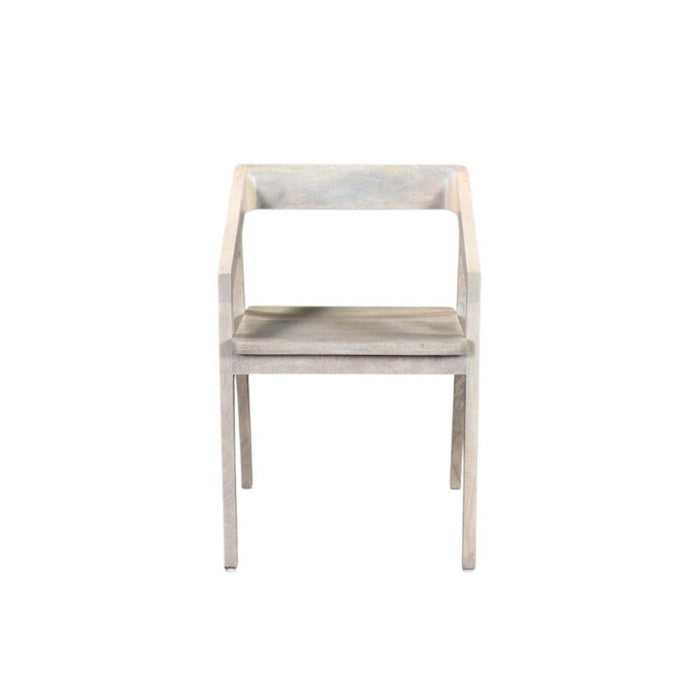 Solid Wood Open Back Dining Arm Chair - White