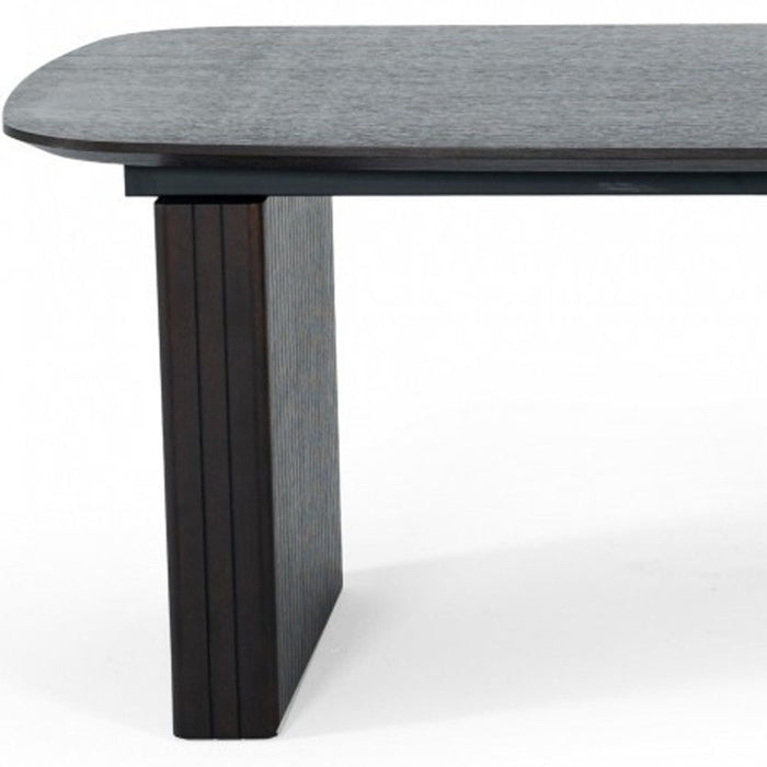 Wood Self-Storing Leaf Double Pedestal Base Extendable Dining Table - Brown