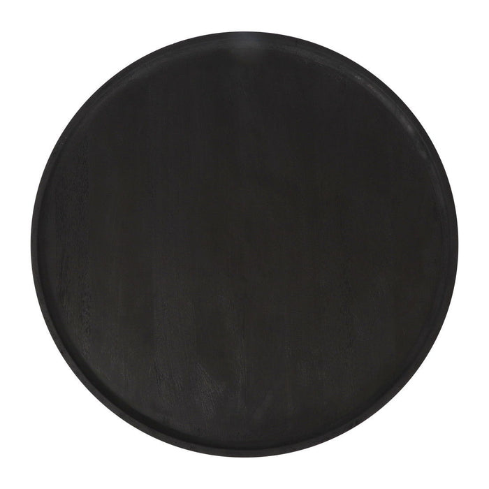 28" Solid Wood Round Pedestal Coffee Table - Black