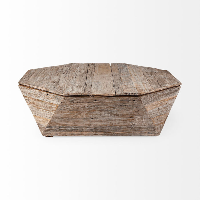 Octagon Distressed Lift Top Coffee Table - Natural