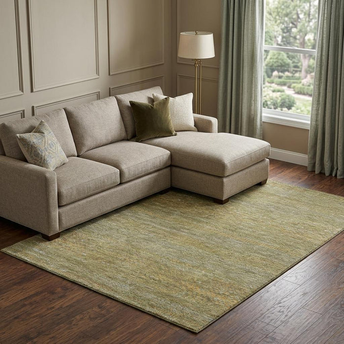 10' X 14' Striped Washable Area Rug With UV Protection (695474) - Sage / Gold / Khaki