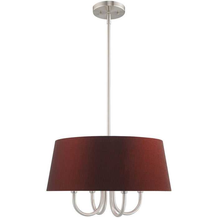 20" Four Light Dimmable Chandelier With Shades - Nickel