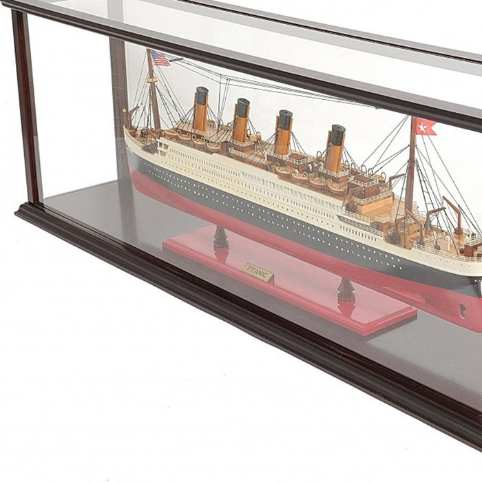 Hand Painted 1912 RMS Titanic Medium Display Case Model Boat - Black / Red