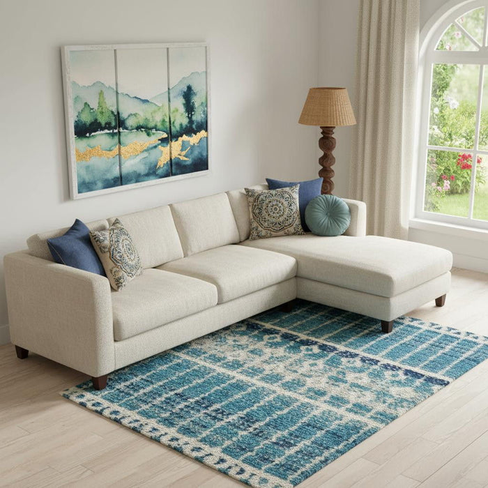 9' X 12' Geometric Power Loom Area Rug (551469) - Navy Blue