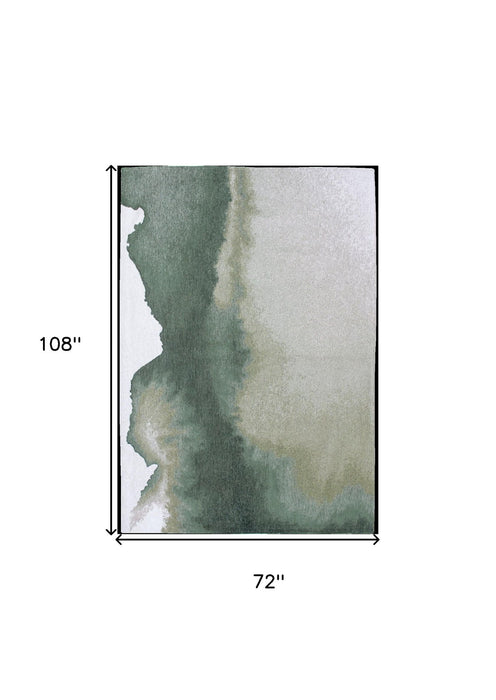 6' x 9' Abstract Non Skid Area Rug - Gray And Green