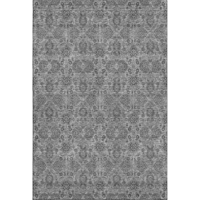 10' X 14' Floral Washable Area Rug With UV Protection (656825) - Gray / Silver