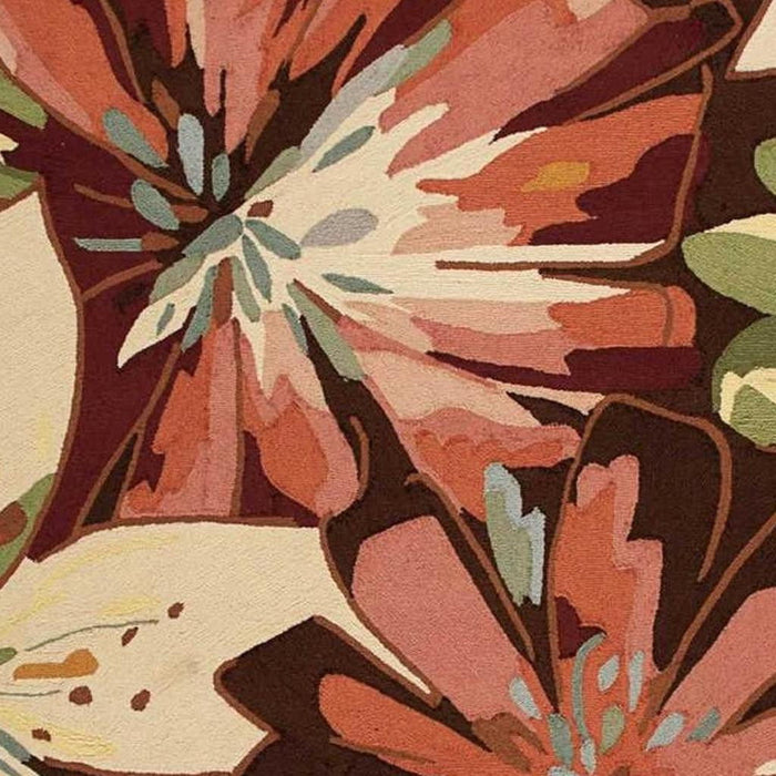 8' X 11' Boical Leaves Hand Carved Handmade Area Rug - Tan And Dark